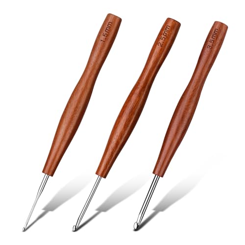 Nitlak 3 Pcs Crochet Hooks, Aluminum Ergonomic Crochet Needles for Knitting | (1.5mm/2.5mm/3.5mm) Aluminum Ergonomic Crochet Hooks Kit for Arthritic Hands, Crochet Kit for Beginners Knitting - size: 3 Size-1.5mm/2.5mm/3.5mm
