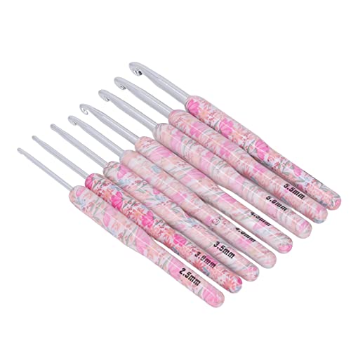 8Pcs Crochet Hook Set, Ergonomic Soft Grip Crochet Handles Yarn Knitting Needles for Arthritic Hand (Smash Flower)