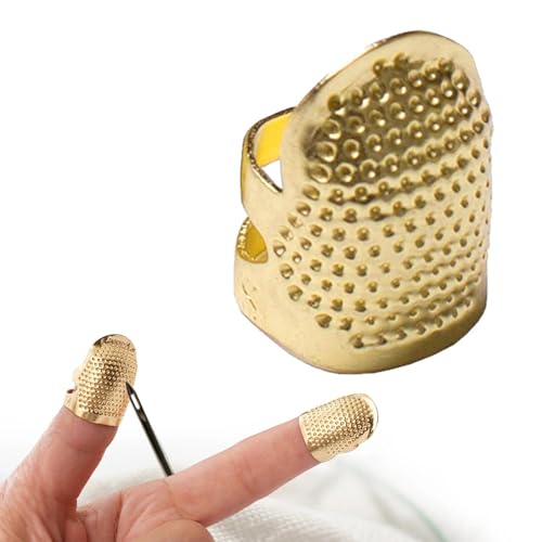 Sewing Thimble, Finger Protector for Hand Sewing, Quilting & Needlework, Comfortable Fit, Essential Sewing Accessory Safety Use - color: 1 Golden S