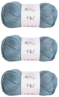 Linen Rayon Lyocell Blend Yarn, Superfine Fingering Weight (1), 150g/5.29oz (3 Strands, 50g/230yds per Strand)- 06 Blue Shadow - color: SM06-Blue Shadow
