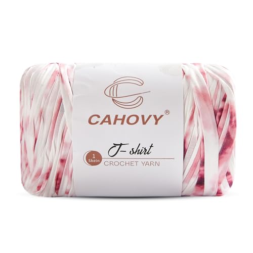 400g T-Shirt Yarn Crochet Yarn for Beginner Crochet Bags/Basket/Coaster,400G/110yds High Elastic Polyester Thick Tshirt Pink&White - color: Pink&White