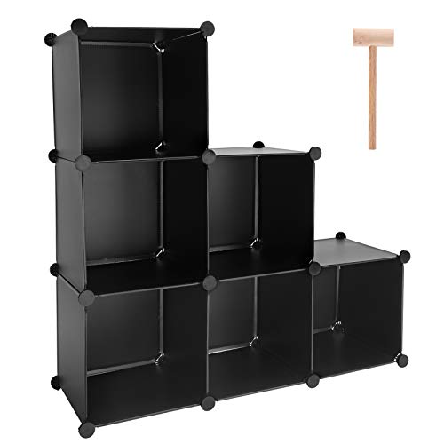 Cube Storage Organizer, 6-Cube DIY Plastic Closet Cabinet Modular Bookcase, Storage Shelves for Bedroom Living Room, Office, Black - color: Black, size: 6 Cubes