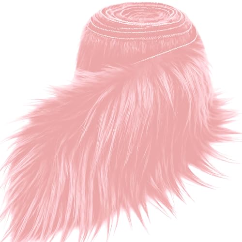 Light Pink 2x60Inch Faux Fur Shaggy Plush Faux Fur, Fabric Precut Strips Fluffy Fuzzy Faux Fur, Craft Beard Hair, Beard Miniature Dolls Rugs Mats Gift, Winter Halloween Christmas Costume Party Decor - color: Light Pink
