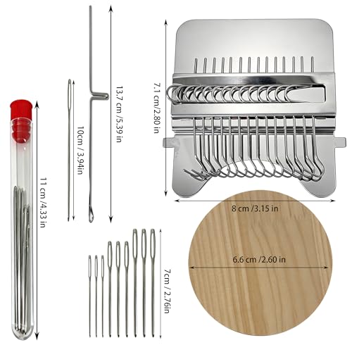 Posyra Darning Loom Kit, Small Knit Patch Maker Tool for DIY Visible Mending of Jeans, Socks & Sweaters, Needle Weaving Sewing Craft Set for Beginners Adults(14 Hooks) - size: 14 Hooks