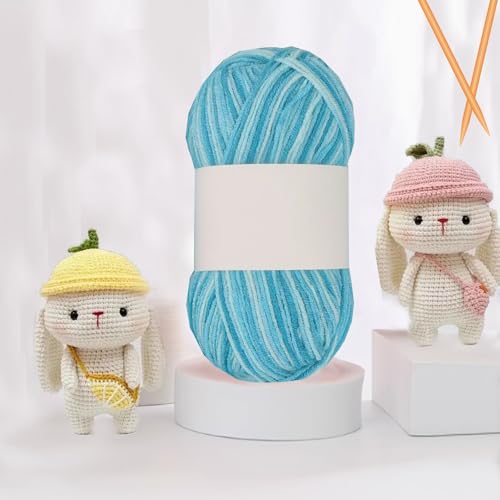 Threads for Knitting Yarn Crochet Yarn Rainbow for Crocheting Knitting Projects(Lake Blue) - color: Lake Blue