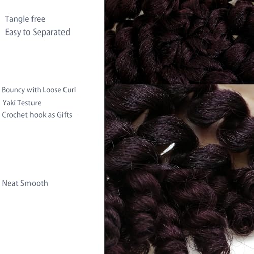 99J Short Jamaican Bounce Crochet Hair 3 Packs 2X Ringlet Wand Curl Crochet Hair 8 Inch Curly Crochet Hair Extensions Burgundy Curly Crochet Braiding Hair 100 Roots - color: 99J, size: 8 Inch (Pack of 3)