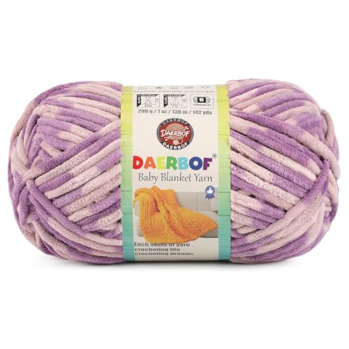 #6 Super Bulky Blanket Yarn for Crocheting - Chunky Chenille Yarn | 1 Skeins(Each 7.05oz/200g, 142yds/130m), Soft Plush Thick Yarn for Knitting Crocheting Quick Blankets Amigurumi Projects - color: Purple Sky