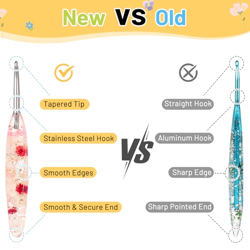 Coopay Floral Crochet Hook Set, 9Pcs Crochet Hooks with Case (2.5mm-6.5mm) | Soft Grips Crochet Needles- Smooth & Ergonomic, Great for Crocheting Blankets, Dolls, Shawls, Hats, Scarves(C-K) - size: 9 Sizes (2.5mm-6.5mm)