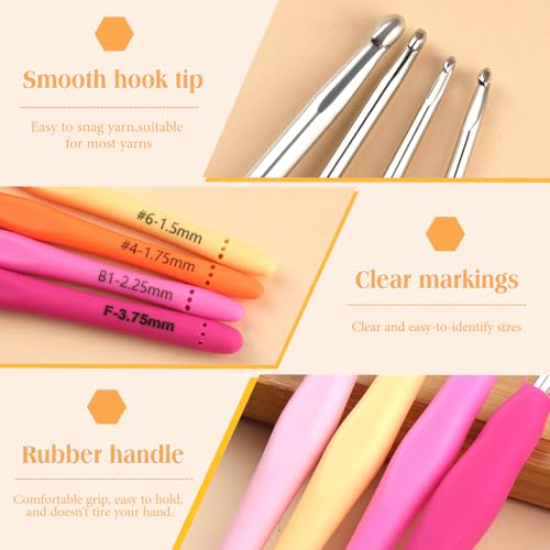 SHWAKK Crochet Hook, 3.75 mm Ergonomic Crochet Hook for Arthritic Hands | Crochet Needles, Knitting Needles with Soft Handle Beginners and Experienced Hobbyists (3.75 mm) - size: 3.75mm