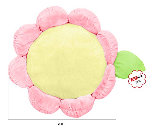 TONBO Soft Plush Small Cute and Cozy Pastel Pink Flower Dog Cat Bed, Washer and Dryer Friendly, (Pastel Pink) - color: Pastel Pink Flower