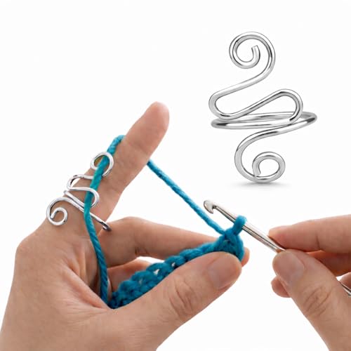 Crochet Tension Ring, Adjustable Crochet Ring for Finger, Works to Loop Yarn, Crochet Accessories, Crochet Supplies, Crochet Hooks, Gift, Resizeable, 1 Count (Silver) - color: Silver