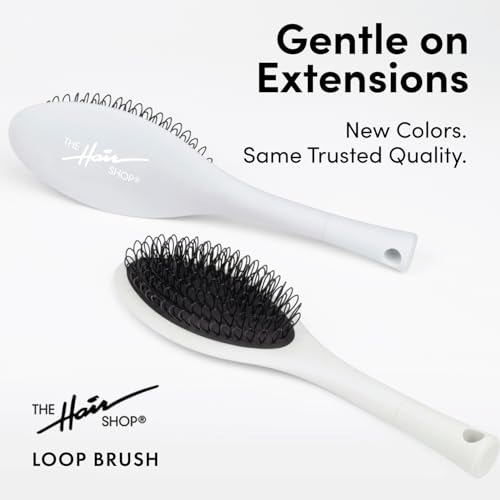 The Hair Shop Light Blue Loop Brush - Salon Professional Grade with Ergonomic Design - Safe Detangler Tool for 100% Remy Human and Synthetic Hair Extensions and Wigs (Light Blue) - color: Light Blue