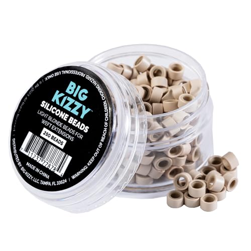 Big Kizzy Silicone Lined Microlink Beads 250pcs 5.0mm (Light Blonde) | for Invisible Application of Weft Hair Extensions - color: Light Blonde, size: 250 beads