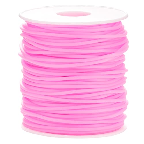 Rubber Tubing Knitting Barber Cords Pink, 54 Yards, 2mm Dia with 1mm Hole | Stitch Keeping Cords for Knitting Projects Hollow Pipe Rubber Tube Cord with 1mm Hole for Jewelry Making - color: Pink
