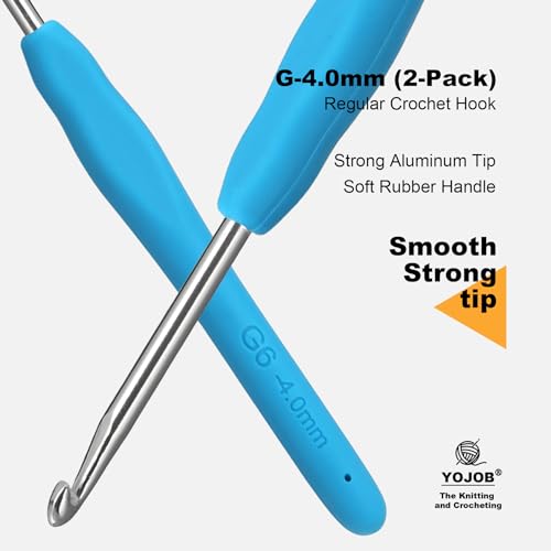 2Pcs 4.0mm Crochet Hooks, Ergonomic Crochet Hook for Arthritis | Knitting Needles for Beginners,Extra Long, Smooth, Comfortable for Knitting Sweaters,Scarves and Hats(Size G / 4.0mm) - size: 4.0mm
