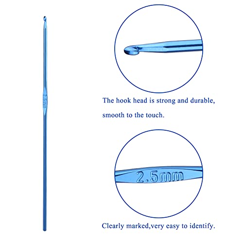 Iuuidu 2.5mm Aluminum Crochet Hook, Crochet Needles for Arthritic Hands | Smooth Knitting Needles for Yarn Craft, Great Handmade DIY Present for Friends, Random Color - color: Aluminum Crochet Hook, size: 2.5mm