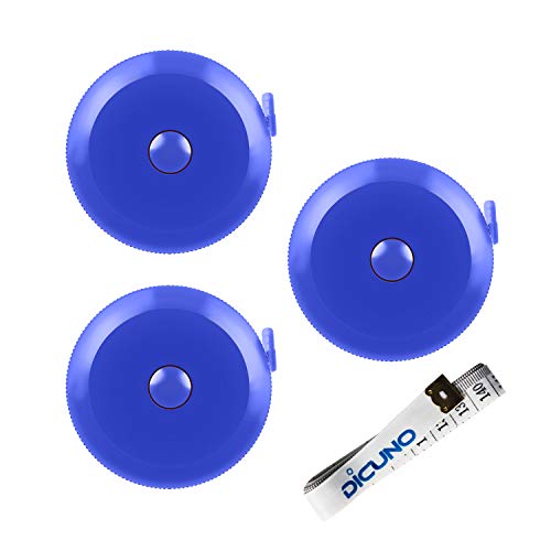 DiCUNO 3-Pack Soft Retractable Measuring Tape, 60-Inch 1.5 Meter, Blue | Measuring Tape for Pocket, Body Tailor Sewing Craft Cloth, Medical Nursing, Tape Measure - color: Blue*3pcs