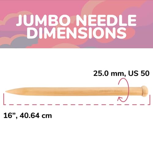JubileeYarn Jumbo Birch Knitting Needles - US 50 (25mm) - 16" Long - 1 Pair - size: US 50/25mm (16" Long)