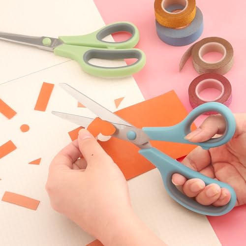 LONGKEY 8.5" Pastel Scissors 3-Pack, Ultra Sharp Stainless Steel, Gray | Soft Comfort-Grip Right/Left Hand - color: Gray