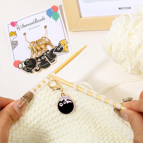 DoreenBeads Stitch Markers for Crocheting and Knitting | Alloy Enamel Crochet Marker Crochet Gifts for Knitting Weaving Sewing Accessories Quilting Jewelry Making - color: Black Cats