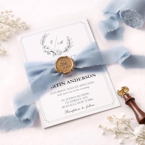 DORIS HOME Handmade Frayed Fringe Chiffon Ribbon 1" x 21Yd Dusty Blue | Fabric Ribbon, For Flower Bouquet/Gift Wrapping/Wedding Invitations/Christmas Decorations/Party Decor - color: Dusty Blue