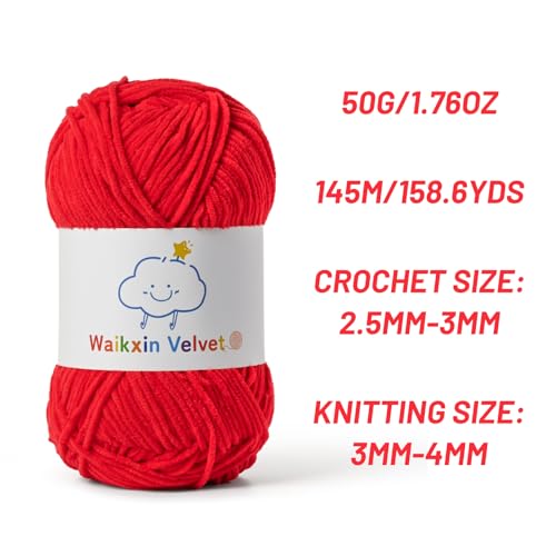 2 Pack Fluffy Chenille Yarn for Crocheting, Baby Yarn for Crocheting Soft, 100g/3.5oz Velvet Amigurumi Yarn, Fingering Weight Yarns for Crocheting Baby Blankets、DIY Craft.(2 Red) - color: [2 Red]