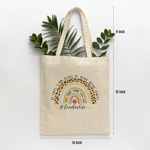 bmuvghi Teacher Appreciation Gifts Canvas Tote Bag It Takes a Big Heart to Shape Little Minds Reusable Shopping Grocery Bags Birthday Gift for Teachers Women - color: Teacher Life