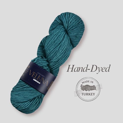 CIRCULO Veluna Yarn, Hand-Dyed Superwash Merino Wool, 100g / 382 Yards (350m), Fingering Weight, Premium Ultra Soft Luxury Fiber for Knitting & Crochet, Color 8990 - Black - color: 8990 - Black, style: 1-Pack