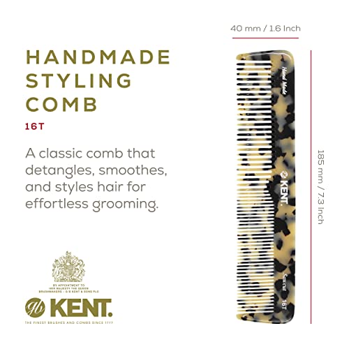 Kent 16T TW Fine Tooth and Wide Tooth Comb for Daily Grooming, Handmade Styling Comb for All Hair Types, Styling and Detangling Combs for Men and Women - color: White Tokyo, size: 6 Pack