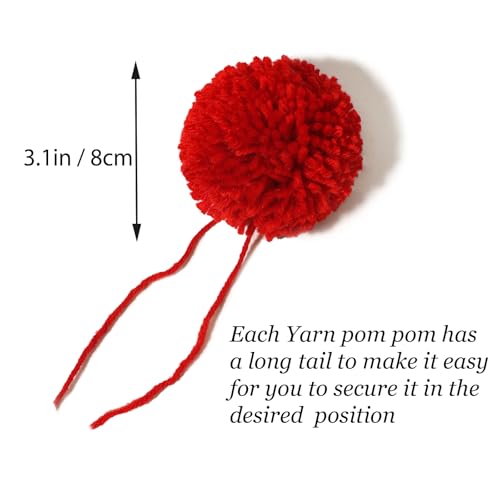 XFYUZR 12PCS Large Yarn Pom Poms for Hats 8CM-3INCH Yarn Fluffy Pompoms Balls for Handmade Craft Christmas Party Decoration Accessories(Hot Pink) - style: Hot Pink