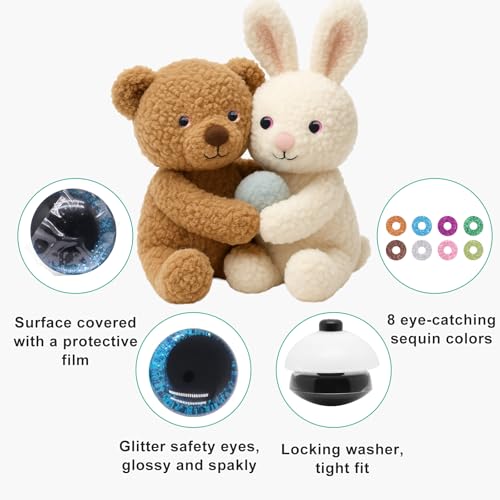 16pcs 18mm Safety Eyes for Crocheting, Sparkling Safety Eyes for Stuffed Animals, Glitter Crochet Eyes for Animals DIY Doll Making Crafts - color: Colorful B, size: 18mm