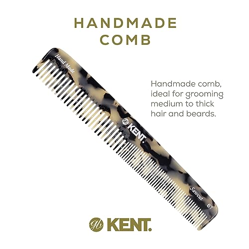 Kent 6T TW Fine Tooth and Wide Tooth Hair Comb, Handmade Styling Comb for Hair Care, Barber Combs, Beard Combs For Men, Styling Grooming for Men, Women and Kids - color: White Tokyo, size: 3 Pack
