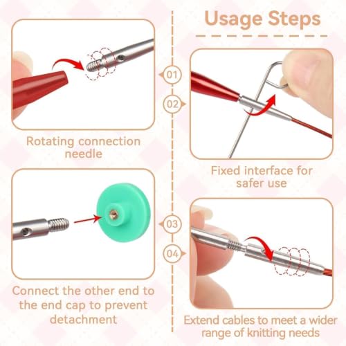 Interchangeable Aluminum Circular Knitting Needles Set, 13 Pairs of 3.0mm–10.0mm with 4 Flexible Cables, Crochet Hooks & Accessories, Knitting & Crochet Kit with Storage Case