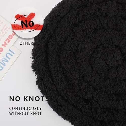 Chunky Yarn for Hand Knitting, Chunky Chenille Blanket Yarn for Crocheting, Bulky Soft Fluffy Chenille for Blanket Project, 8 Pack of 8oz/25yds, Black - color: Black