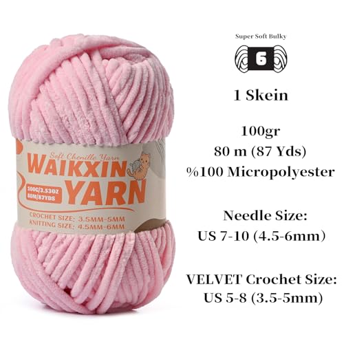 （4 Pink） 4 Pack Super Soft Fuzzy Chenille Chunky Yarn for Crocheting, 400g (350yds) Fluffy Velvet Yarn for Hand Knitting Baby Blankets Weaving Craft - color: 4 Pink
