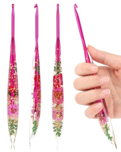 Coopay Crochet Hook, 4.5mm Ergonomic Crochet Hook with Floral Plastic Grips | Long Crochet Needles for Crocheting,Stylish and Unique, Ideal for Crocheting Blankets, Dolls, Shawls, Hats, Scarves (4.5mm) - size: 7-4.5mm