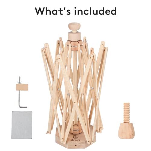 Olikraft Wooden Yarn Swift and Blue Crochet Bag Organizer - Lightweight Yarn Winder Swift Set with Yarn Storage, Ideal for Crocheting and Knitting Accessories & Supplies