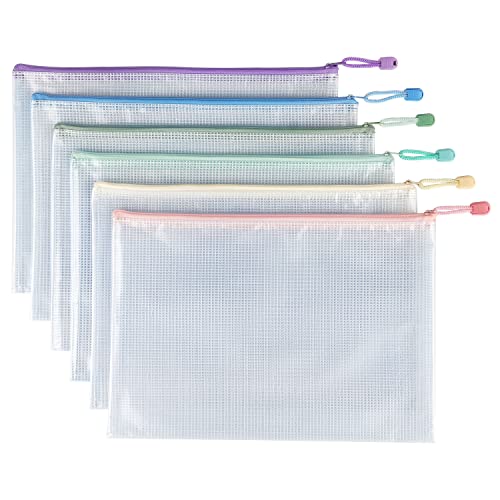 Tamaki 6 Pack Mesh Zipper Pouch Bags, Letter/A4 | Waterproof Zipper Bags, Document Bag, Durable Pouches for Organization - color: 6 Pack