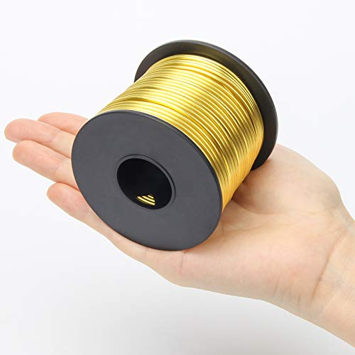 Luxiv 8/12/18 Gauge Aluminum Craft Wire, 1/2/3mm Silver/Gold/Copper Wire | Aluminum Wire And Storage Spool, Various Sizes and Colors For Jewelry Making, Sculptures, Crafts And Plant Support - color: gold, size: 12gauge(2mm)