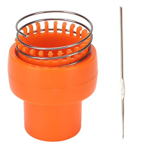 Rope Knitting Device Circular Knitting Round Full Set Invisible Spool Knitting Looms Wool Knitting Device for DIY Tube Scarf Strap | Knitting Machine Tool Crochet Knitter Orange Automatic Yarn Winder