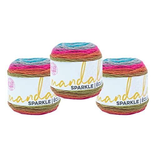 (3 Pack) Lion Brand Yarn Mandala Sparkle Yarn, Astrid | Variegated Light DK Acrylic Knit & Crochet Fiber, Baby Projects, Glitter Blankets, Colorful Cloths, Triangle Shawls - color: Astrid, size: 3 Pack