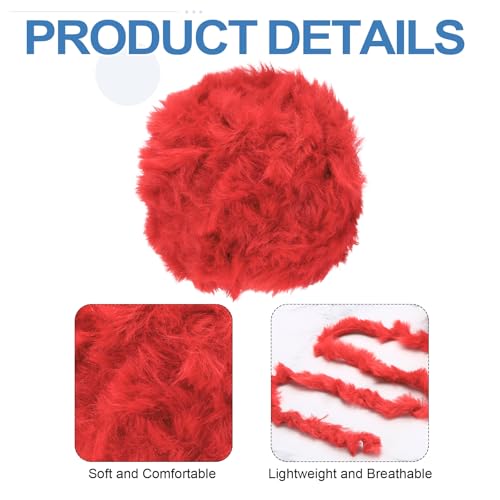 PATIKIL 70 Yards Faux Fur Yarn, 2 Skeins Fuzzy Yarn Crochet Fluffy Soft Chunky Polyester Plush Fur Eyelash for Crocheting Knit Blanket Rug Sweater Scarf Hat Bear Craft, Burgundy - color: Burgundy, size: 70 Yards