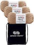 Premier Yarns Anti-Pilling Everyday Parchment 100-70 | 3 Skeins, Same Dye Lot, Project Bag, #4 Worsted, 100% Anti-Pilling-Acrylic, Ideal for Crochet or Knitting Blankets, Scarves - color: Dn100-70-Parchment