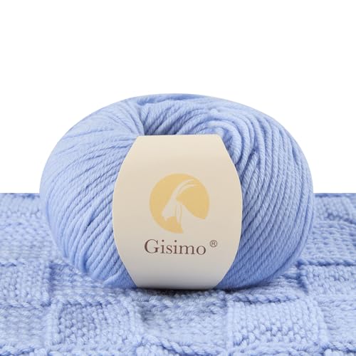 100% Merino Wool Yarn, 6-Ply Luxurious and Soft Yarn for Hand Knitting & Crocheting, 1.76 OZ/50g, 127 yds/116 Meters (Baby Blue, 1 Ball) - color: baby blue, size: 1 ball