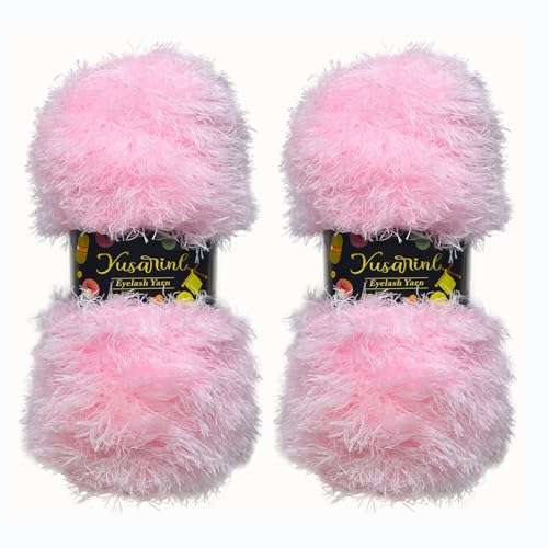 (23 Colors Available) Yusarinl Eyelash Yarn Fluffy Thread 100% Polyester 6,7oz 260 Yards, Fun Fur Yarn for a Border,toy's Hair or Beard-Gentle Pink - color: Gentle Pink, size: 2 Skein