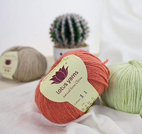 Lotus Yarns Wholesale 5X50g Balls Autumn Wind 90% Cotton 10% Cashmere Fingering Weight Hand Knitting/Crochet Yarn for Christmas Fashion Garments Baby Clothes (03-Chocolate) - color: 03-Chocolate