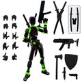3D Printed Figure 5.54-inch Dummy13 with Weapon Expansion Set. (Black+Green) - color: Black+green