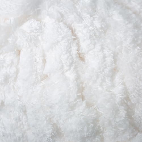 Loops & Threads Fluffy Chenille Yarn - Yarn for Knitting, Crochet, Weaving, and Arts & Crafts - White, Polyester, 10.58 oz - color: White