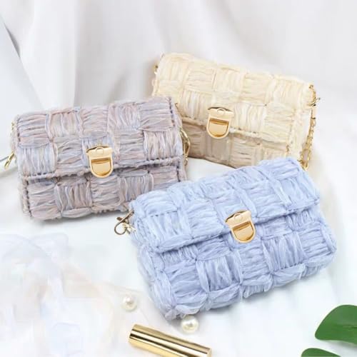 WADORN DIY Knitting Crochet Bags Kit, Acrylic Yarns Weaving Bag Making Materials Blank Mesh Plastic Canvas Sheets for Embroidery Cross Stitch DIY Women Handmade Bag Making Accessories, 7.1x3.9 Inch - size: 7.1x3.9 Inch