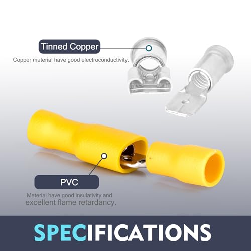 Chanzon 100pcs 3/16" Male & Female Spade Connector Semi-Insulated PVC Red | UL Recognized - 16 17 18 19 20 21 22 awg Gauge Quick Disconnect Wire Crimp Terminal 4.8 x 0.8 mm - size: 4.8mm Male & Female Spade, style: 22-16AWG